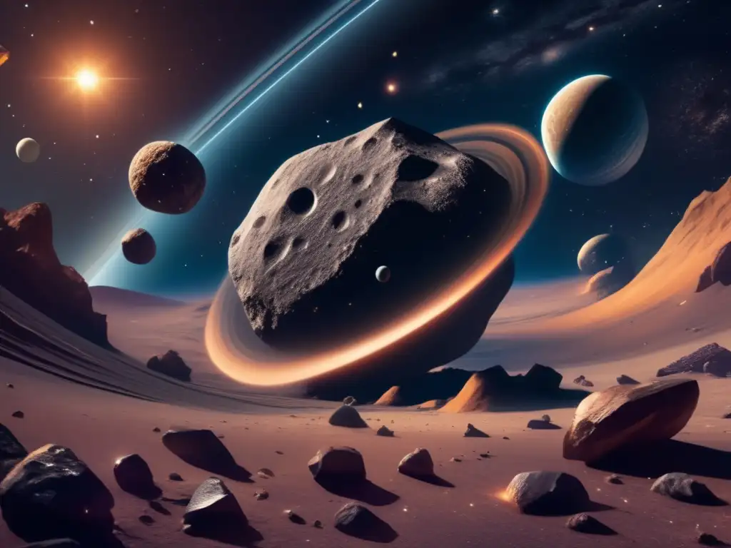 Importancia de asteroides en el universo: Cosmos, galaxia, asteroides antiguos, texturas, cráteres, belleza celestial
