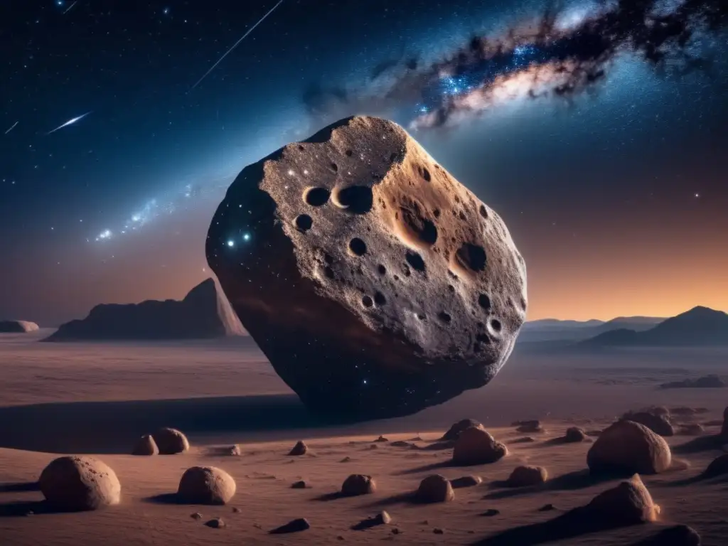 Importancia de los asteroides en el universo, noche estrellada con asteroide imponente
