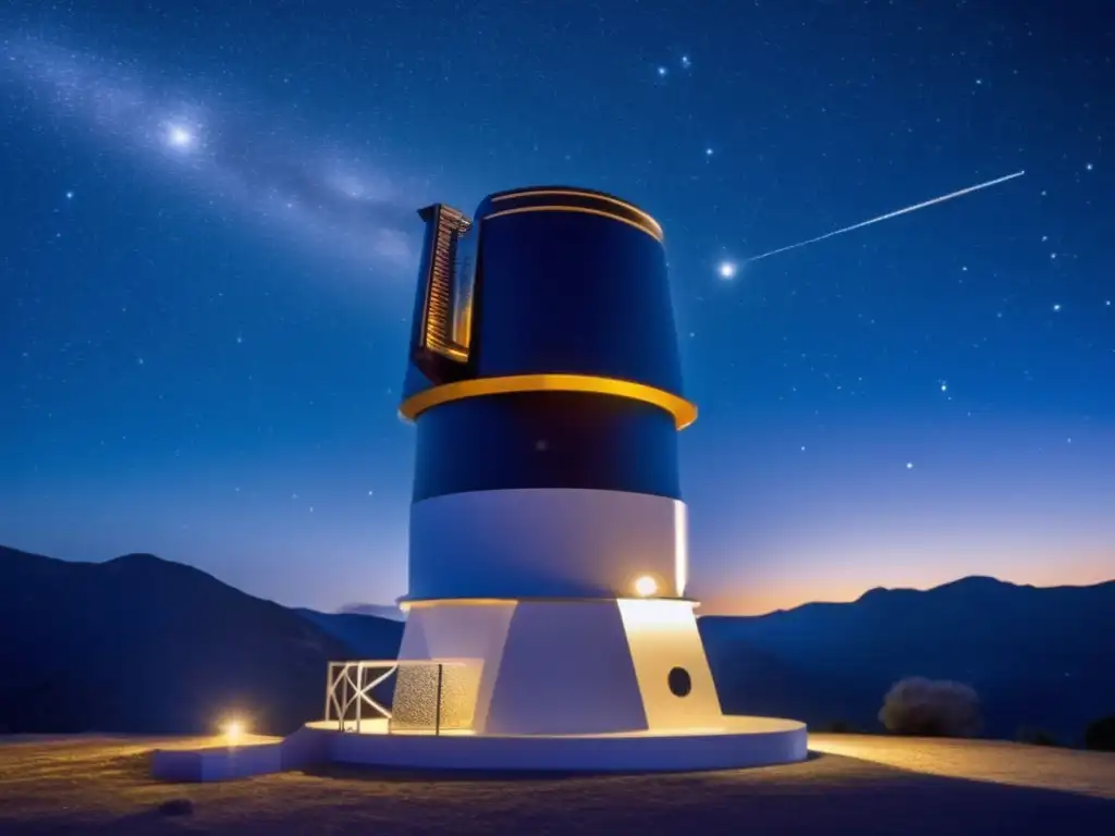 Importancia tránsitos asteroides: Cielo estrellado, telescopio moderno, belleza cósmica