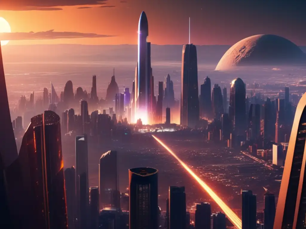 Impresionante ciudad futurista con asteroides, defensa global y tecnología avanzada