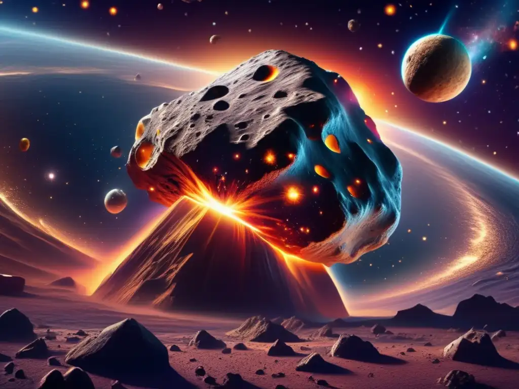 Impresionante imagen 8k de un asteroide en el espacio rodeado de estrellas