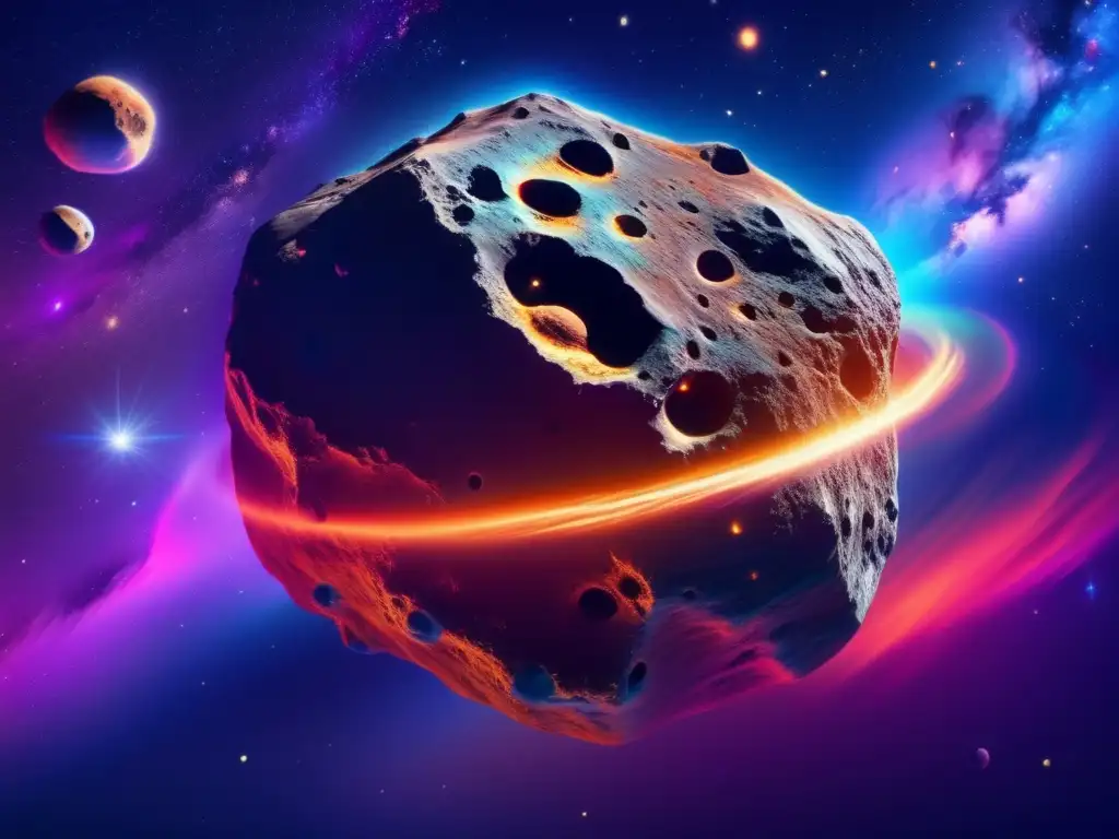 Impresionante imagen 8k de un asteroide rodeado por una colorida nebulosa en el espacio - Carrera asteroides mercado nuevos