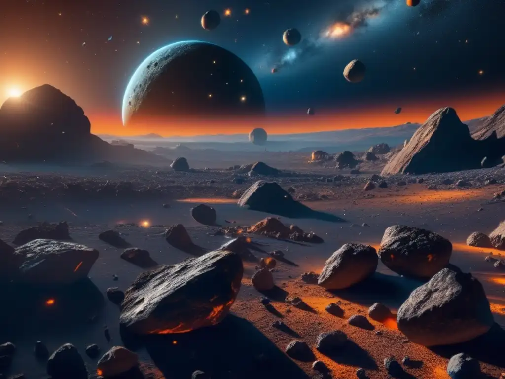 Impresionante imagen 8K de asteroides en la ciencia ficción