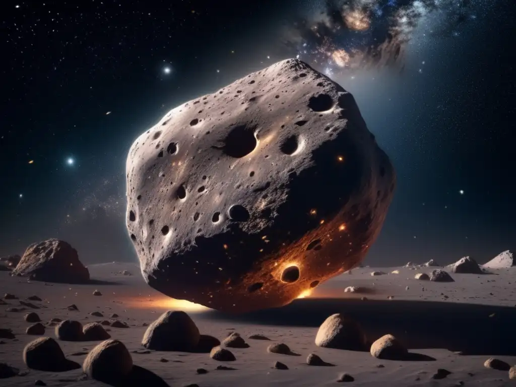 Impresionante imagen 8k de asteroides en el espacio profundo, rodeado de estrellas brillantes