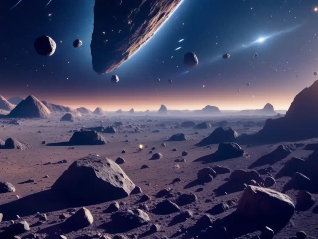 Impresionante imagen de campo de asteroides en 8k, reflejando diversidad y potencial científico