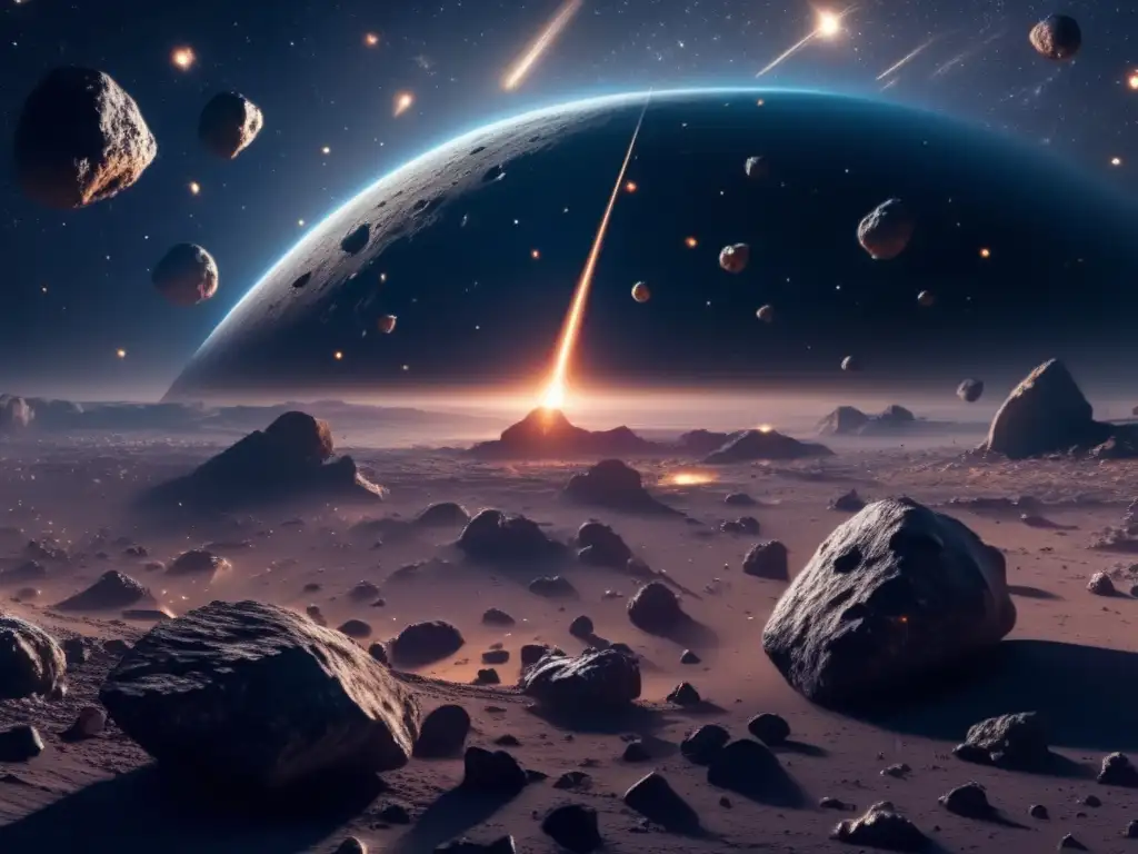 Impresionante imagen 8k de campo de asteroides en el espacio: impacto de asteroides en la Tierra