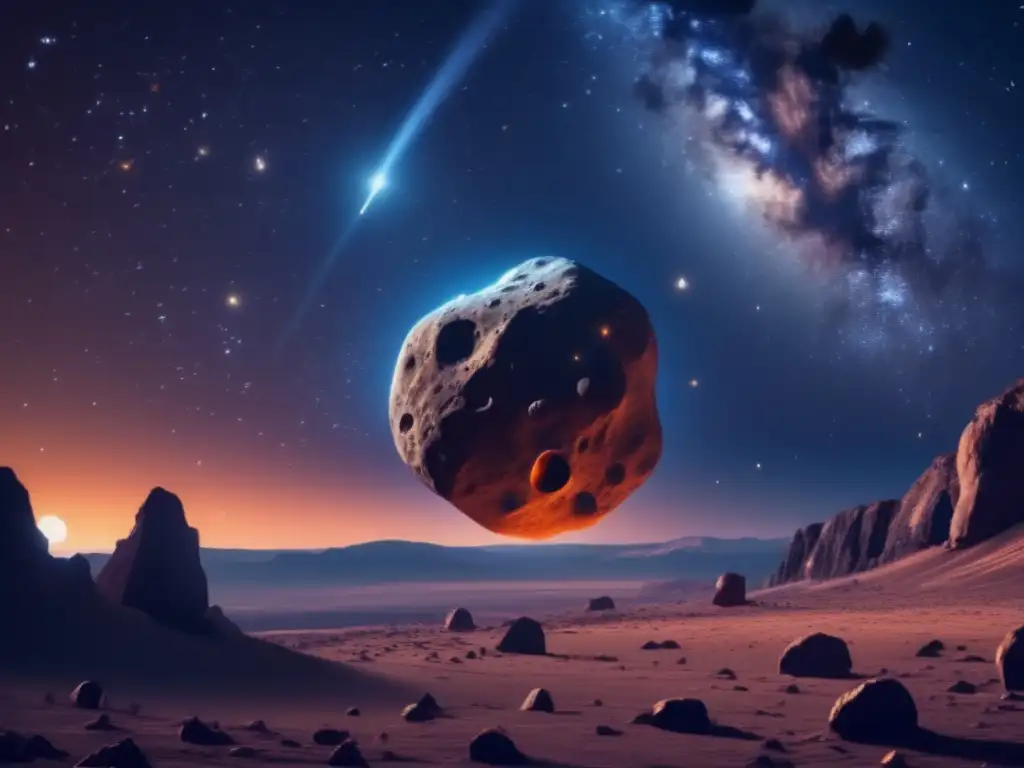 Impresionante imagen nocturna con estrellas y un asteroide amenazante - Temor seguridad internacional asteroides