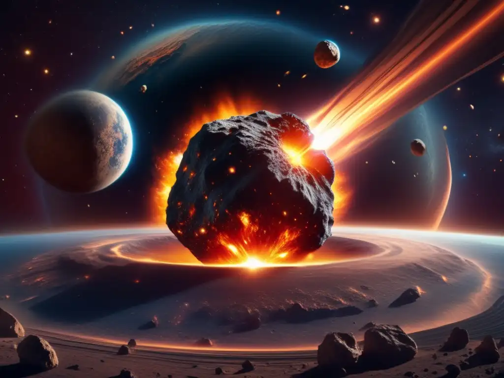 Una impresionante imagen 8k ultradetallada muestra una dramática colisión de asteroides con la Tierra