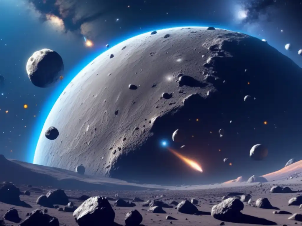 Impresionante vista de campo de asteroides