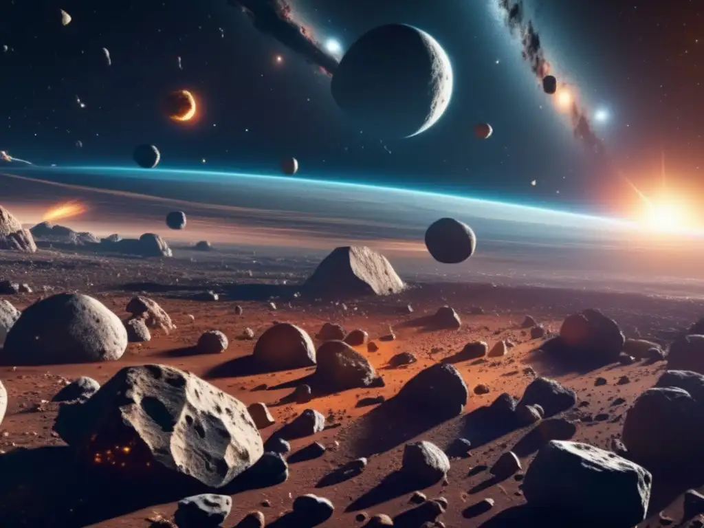 Fascinante cinturón de asteroides en el espacio Increíble imagen 8k de un cinturón de asteroides en el espacio - Sobreexplotación de asteroides: prevención y tratados