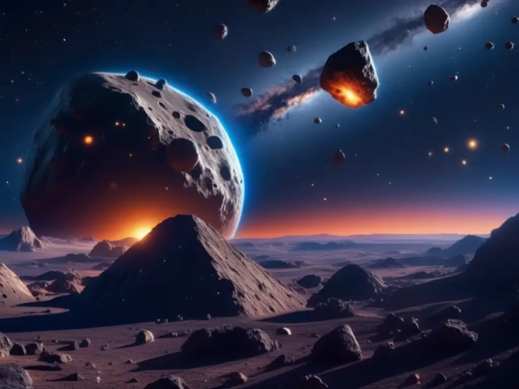 Influencia asteroides en cráteres terrestres: asombrosa imagen 8k muestra campo asteroides suspendido en cielo estrellado