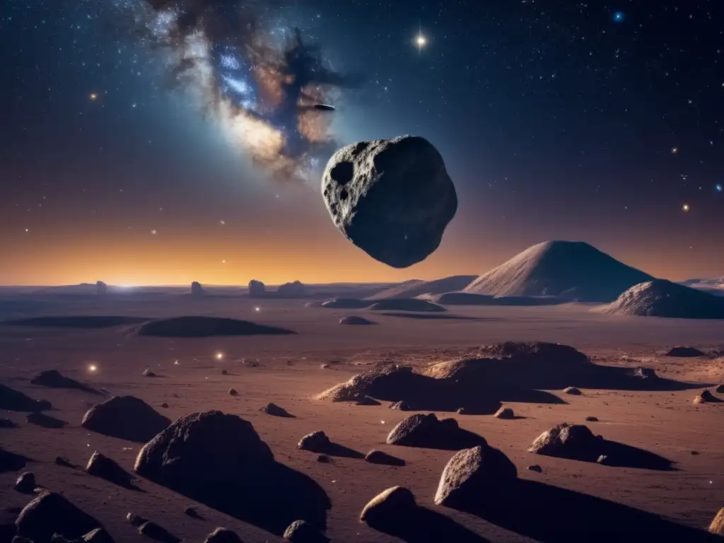 Influencia de los asteroides en la cultura pop: una imagen fascinante del cielo estrellado con un asteroide iluminado en primer plano