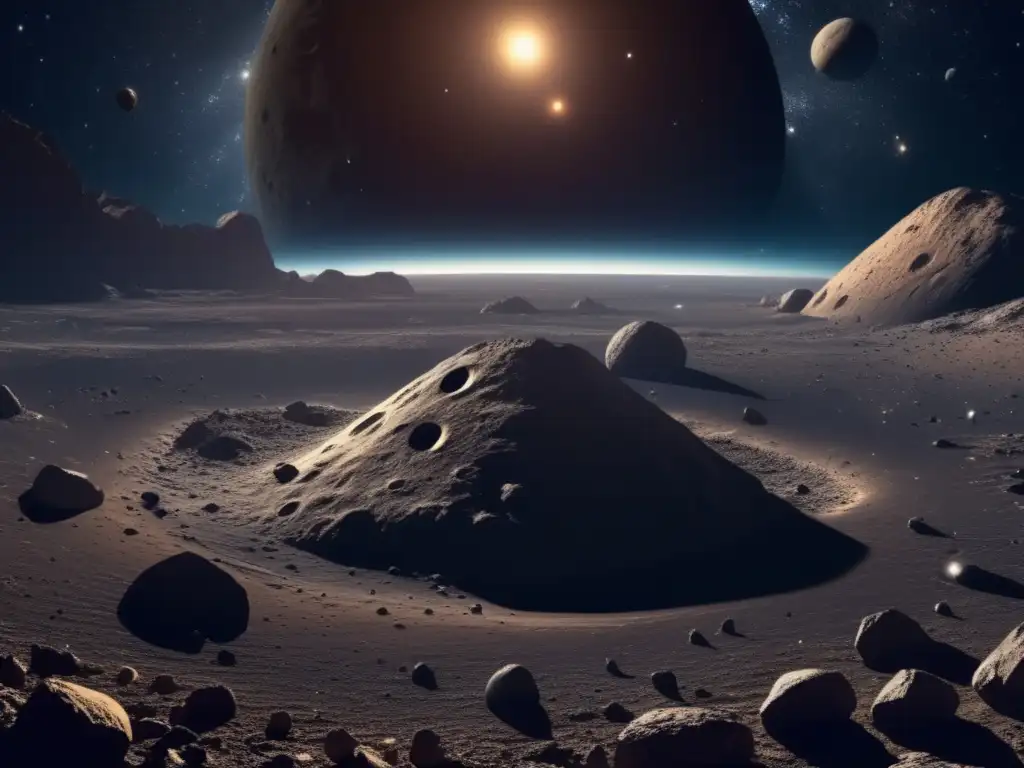 Exploración y influencia de asteroides en la Tierra: Imagen celeste muestra cosmos con asteroides y su impacto cósmico