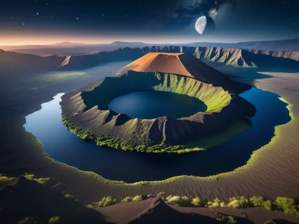 Influencia cráteres en cultura y mitología, belleza impactante de la imagen 8k detallada, majestuoso paisaje celeste