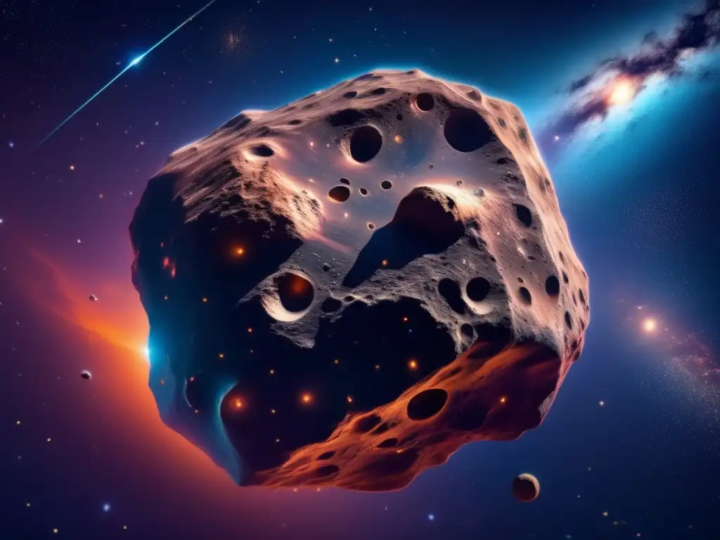 Influencia cultural de los asteroides: imagen impactante de un asteroide gigante rodeado de una nebulosa vibrante