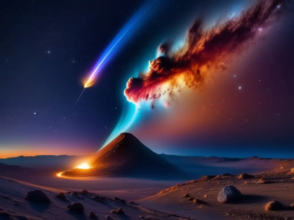 Influencia gravitacional de asteroides, cometas y meteoros en imagen de cometa estelar