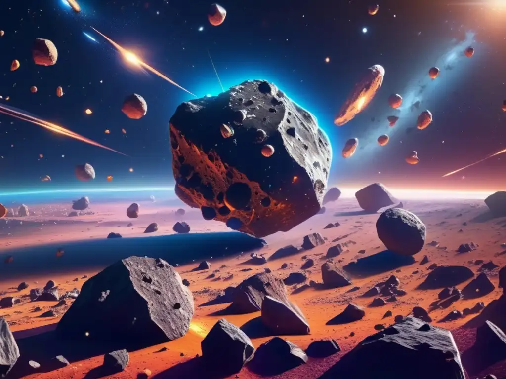 Influencia mitos modernos asteroides: 8k imagen asombrosa, campo vasto asteroides suspendidos cosmos