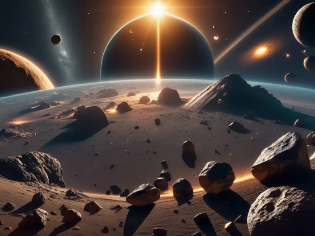 Majestuoso cinturón de asteroides en el espacio: Protección contra impactos de asteroides