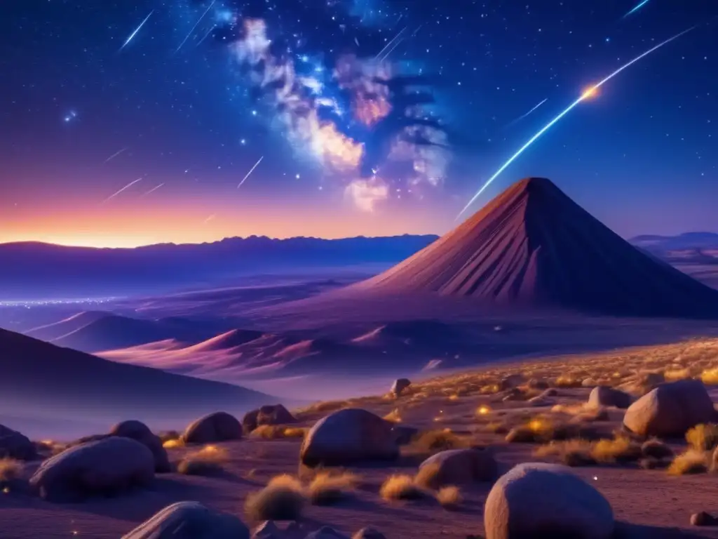Maravillosa imagen del cielo nocturno con lluvia de meteoros, asteroides y seminarios web sobre astrobiología y asteroides