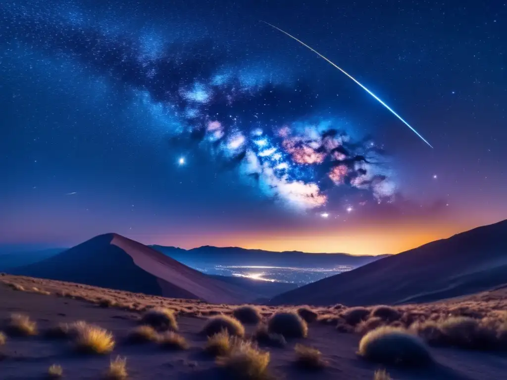 Maravillosa imagen 8k de noche estrellada con meteoritos iluminando el cielo: Meteoritos vida otros planetas