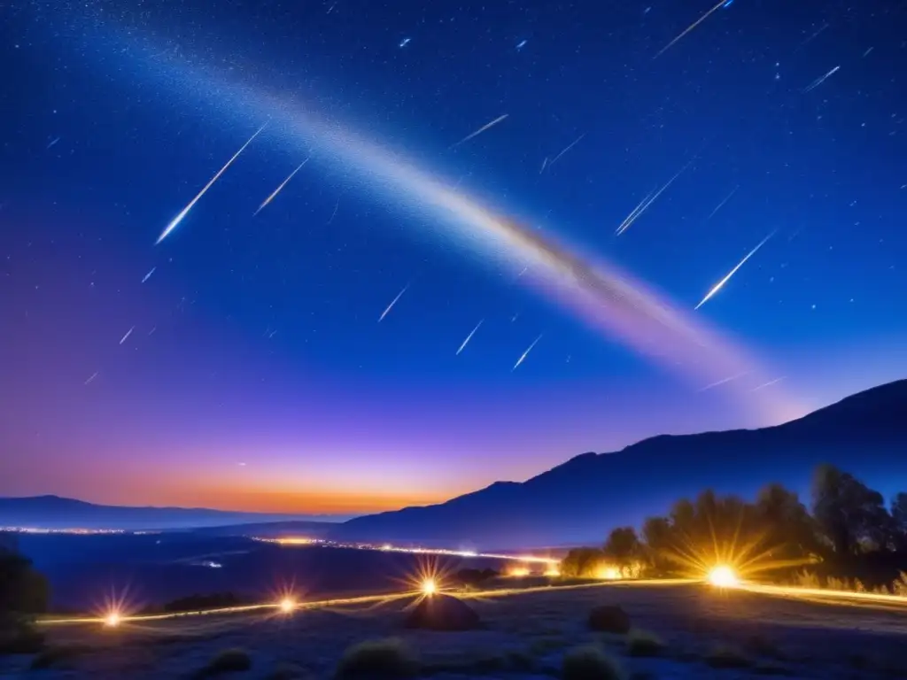 Meteoritos en cultura popular: impresionante imagen de una lluvia de meteoritos iluminando el cielo nocturno