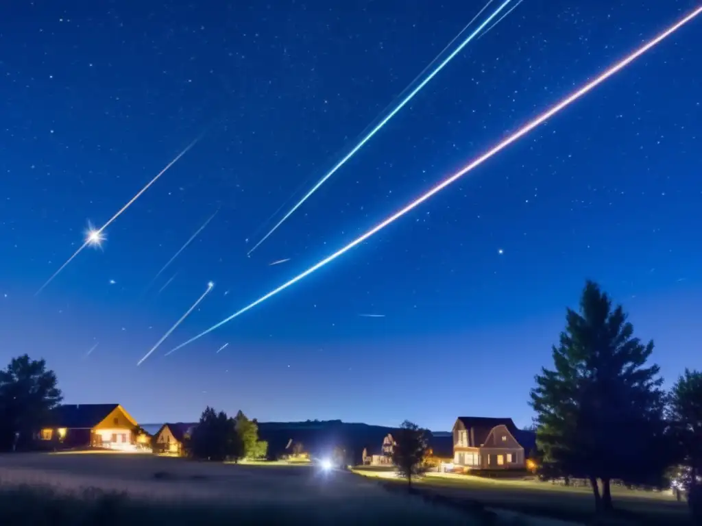 Meteoritos impactando la Tierra en un espectáculo celeste-