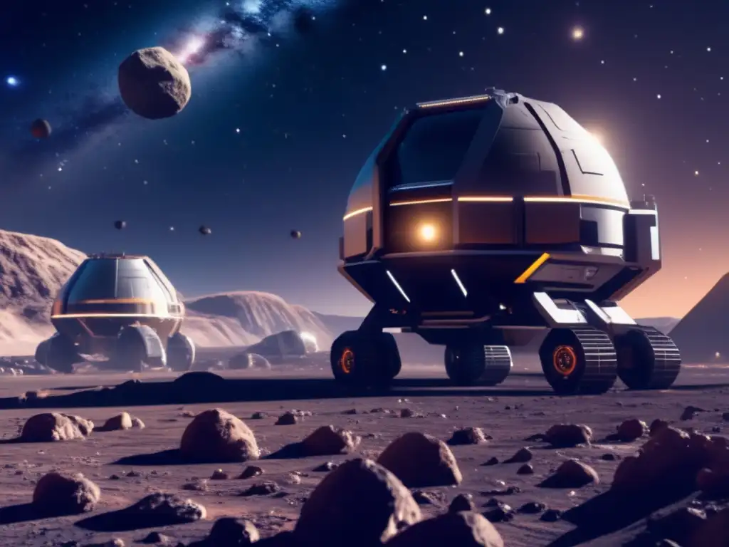 Operación minera espacial en asteroide: Exploración cósmica y recursos astronómicos