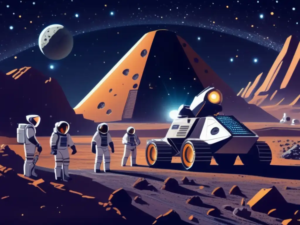 Operación minera espacial futurista en asteroide - Vigilancia asteroides agencias espaciales