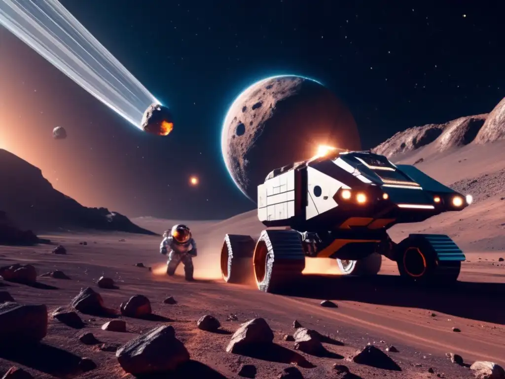 Operación minera espacial futurista: Exploración de asteroides para combustible interplanetario