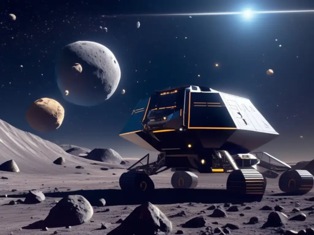 Operación minera futurista en asteroide: minería de asteroides rentable y tecnología avanzada en el espacio