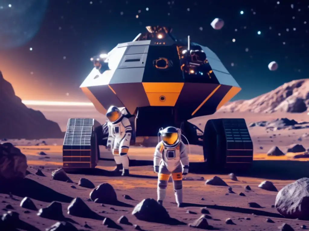 Operación minera espacial futurista en asteroide Operación minera futurista en asteroide: exploración y solución a la escasez de recursos