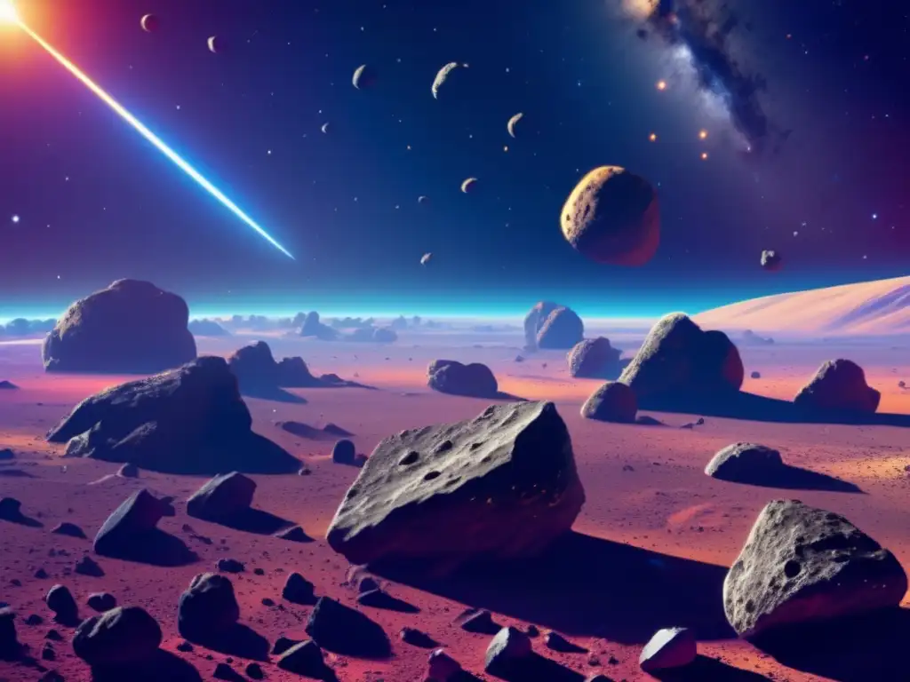 Minería de asteroides y ley espacial: Impresionante imagen de un campo vasto de asteroides en el espacio
