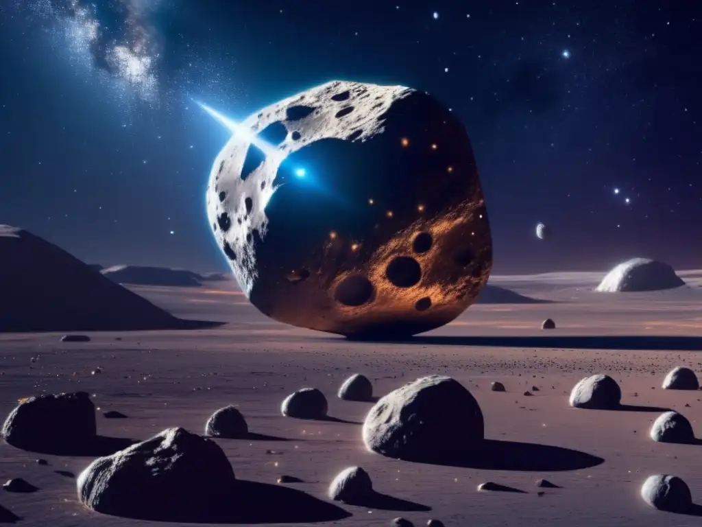 Minería de asteroides: vehículos autónomos espaciales capturando recursos en el cosmos