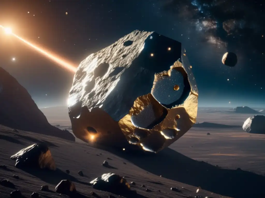 Mineria espacial: Asteroide metalico deslumbra en el espacio con su belleza plateada y dorada