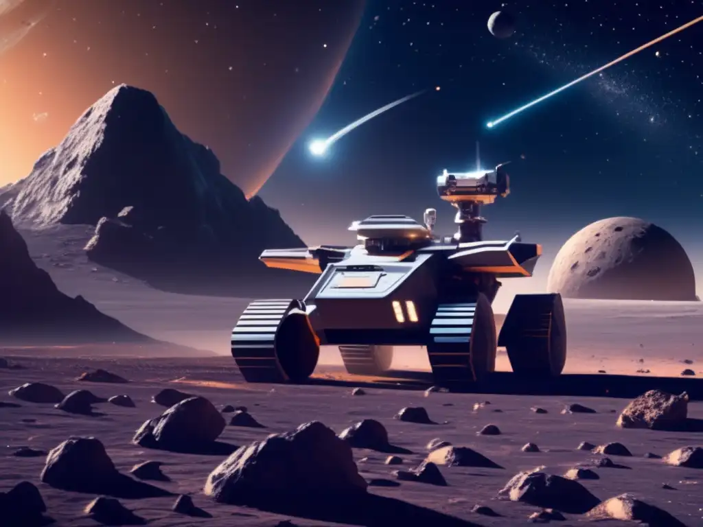Minería espacial: asteroides ricos en recursos, tecnología avanzada y belleza cósmica