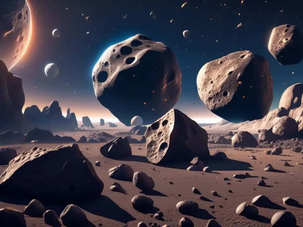 Misiones espaciales a asteroides basálticos en un increíble campo de asteroides 8K