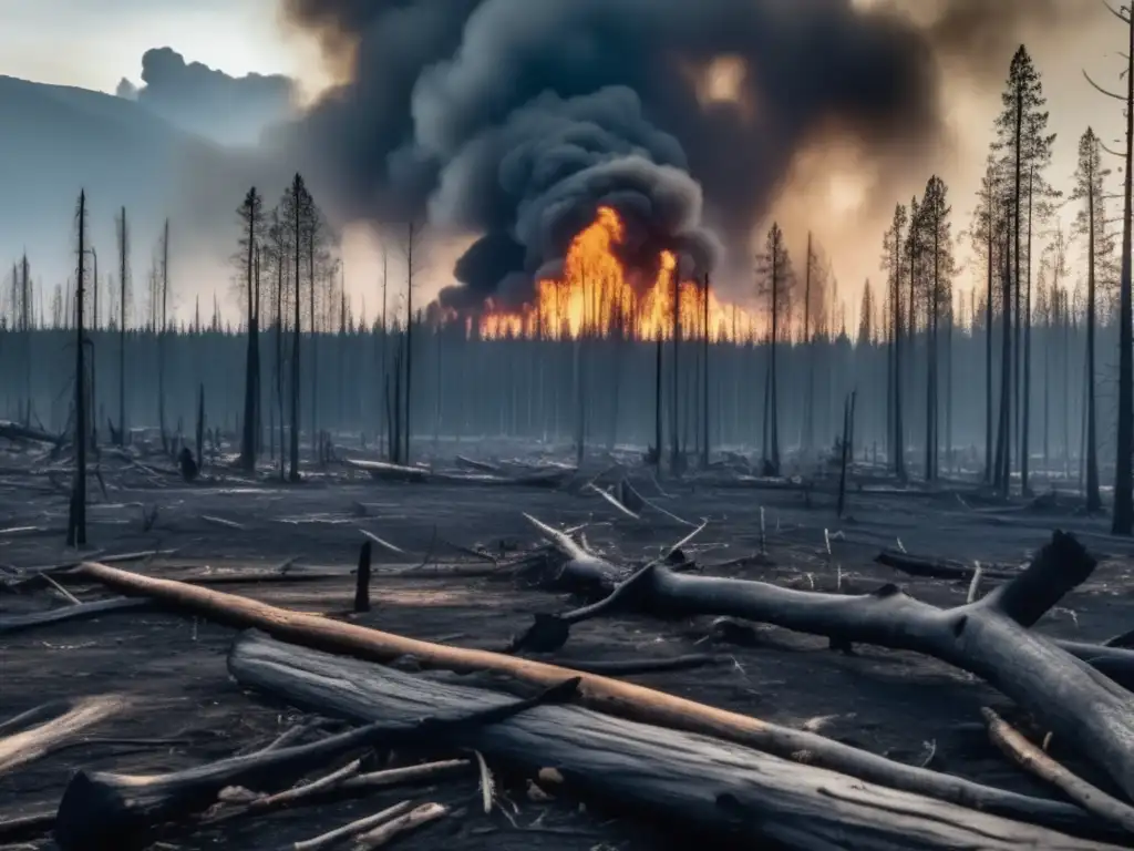 Explorando el misterio del evento de Tunguska: devastación y consecuencias ambientales en una imagen 8k ultradetallada