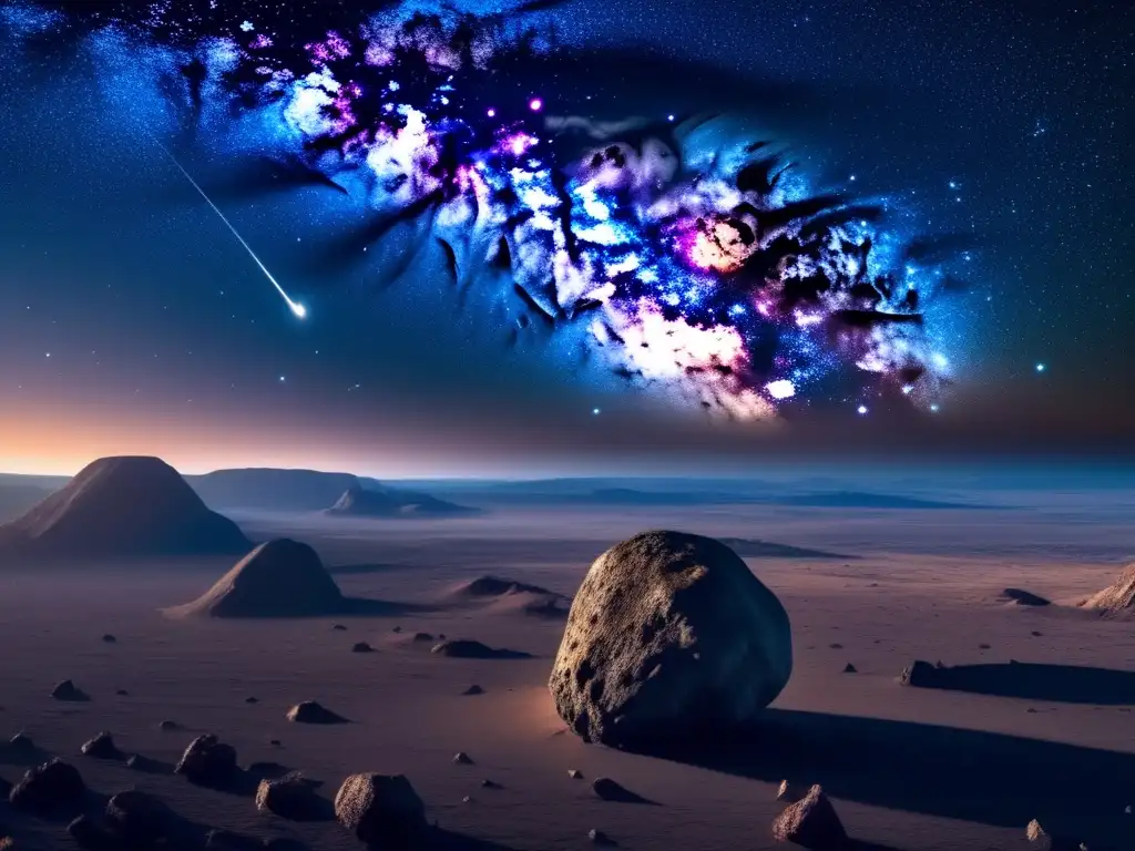 Desmontando mitos sobre asteroides: vista impresionante del cielo nocturno estrellado con un asteroide iluminado