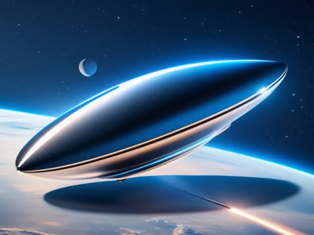 Nave espacial futurista de propulsión iónica en viajes espaciales