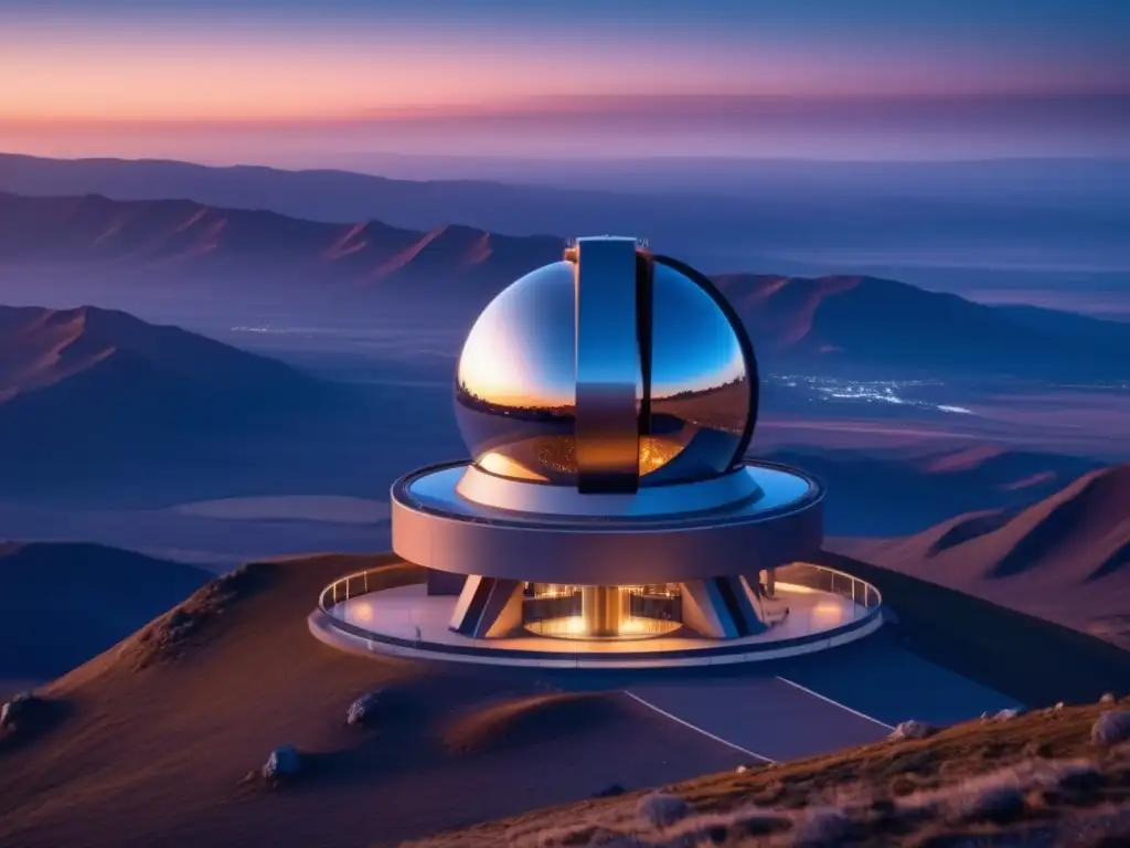 Caza NEOs: Telescopio terrestre de última generación en paisaje pintoresco al atardecer