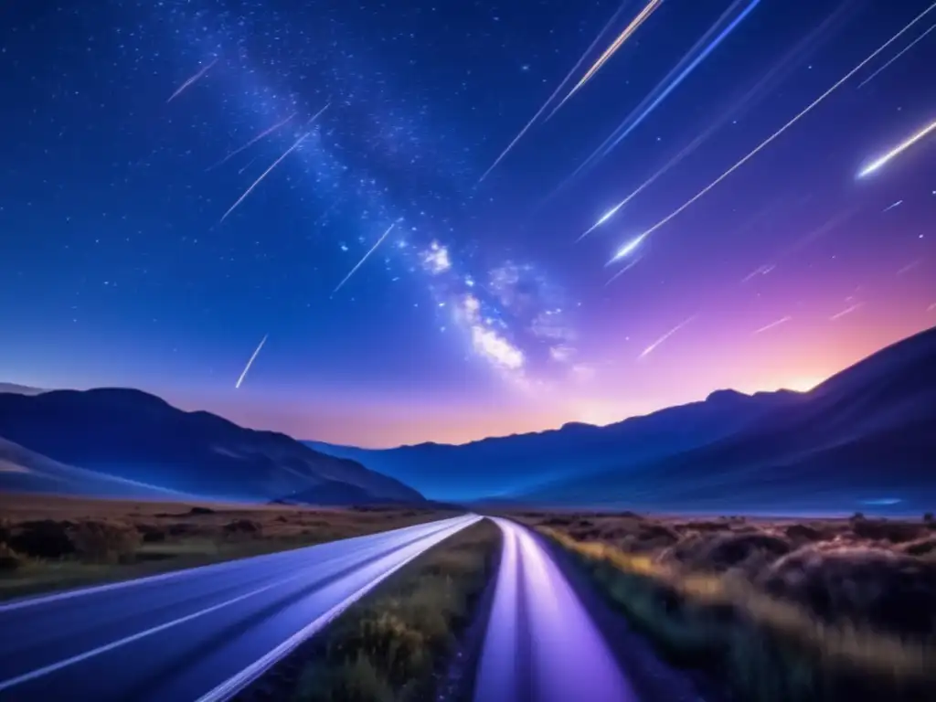 Noche estelar con meteoritos: belleza y poder en movimiento
