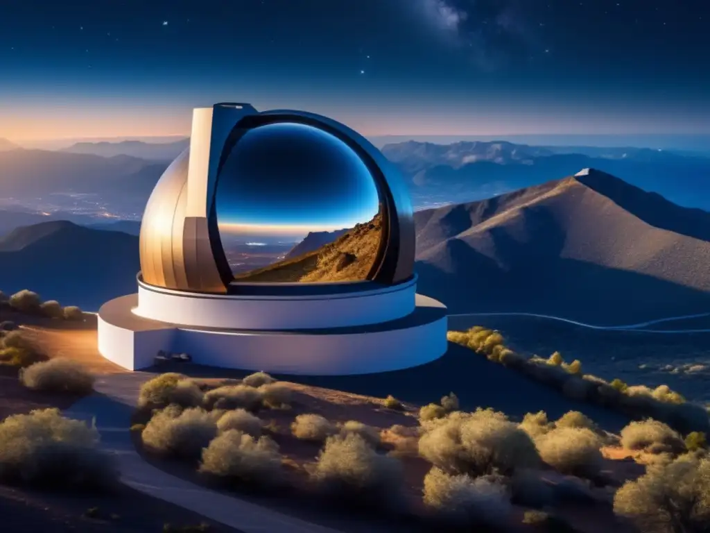 Observatorio astronómico moderno con telescopio: Búsqueda de asteroides desconocidos