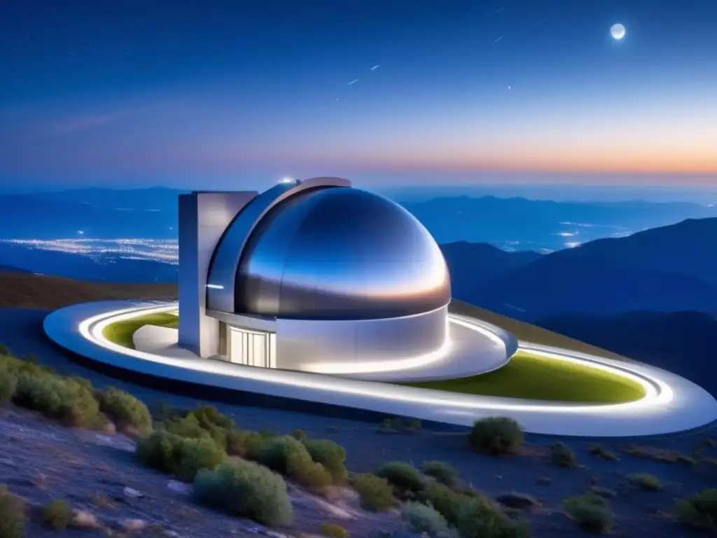 Observatorio astronómico moderno con telescopios y órbitas de asteroides no detectados