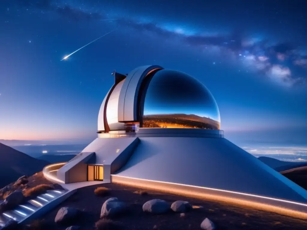 Un observatorio de última generación en la cima de una montaña, protección contra impactos de asteroides