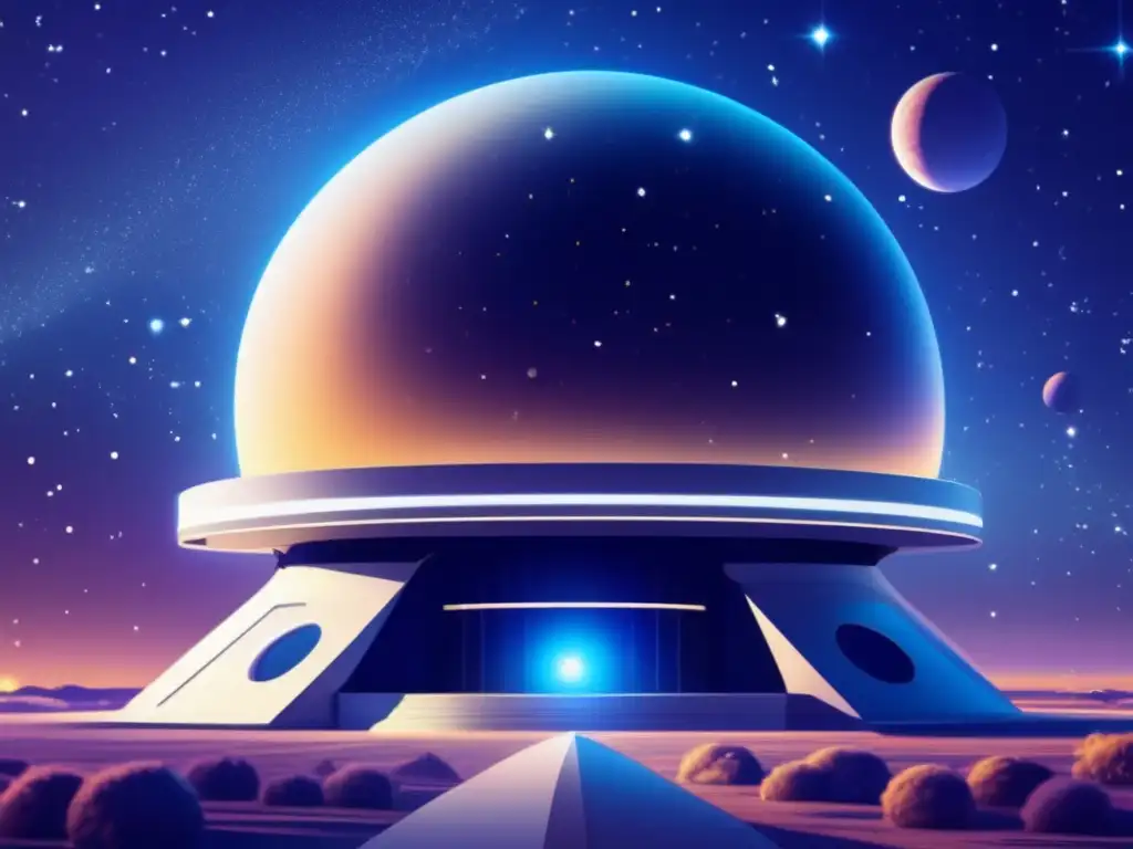 Observatorio espacial futurista, símbolo de la importancia ética en defensa planetaria