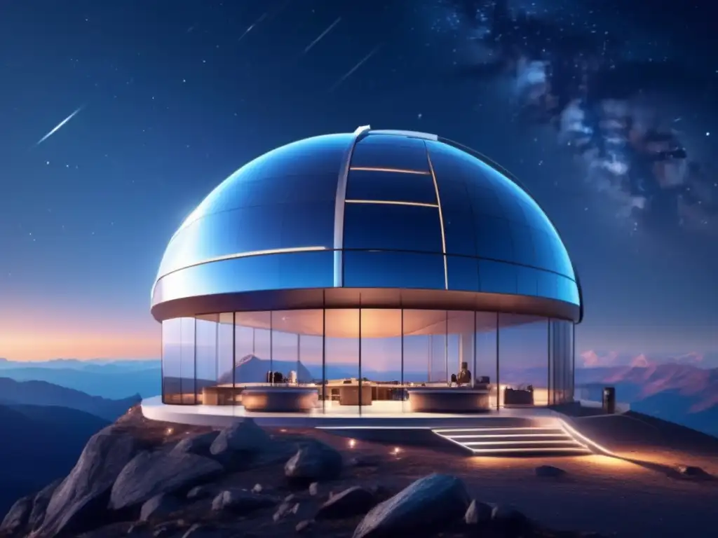 Un observatorio futurista en una montaña altísima