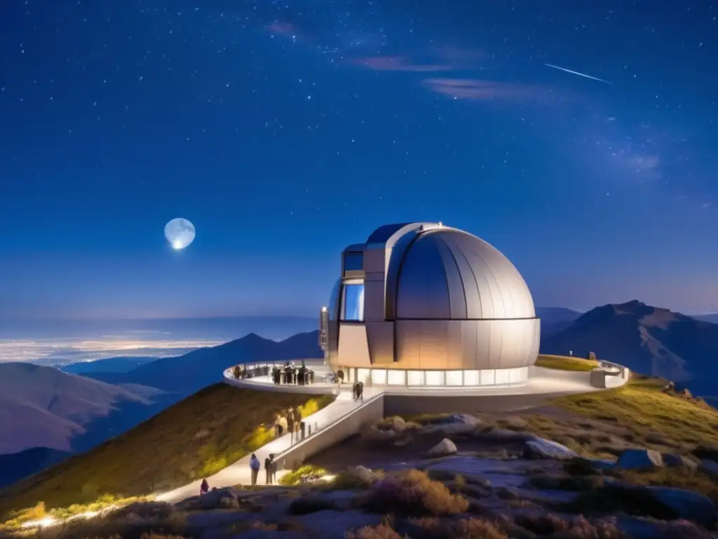 Observatorio moderno en la cima de una montaña, científicos estudian asteroides para prevenir impactos #ImpactoDeAsteroidesEnLaHistoria
