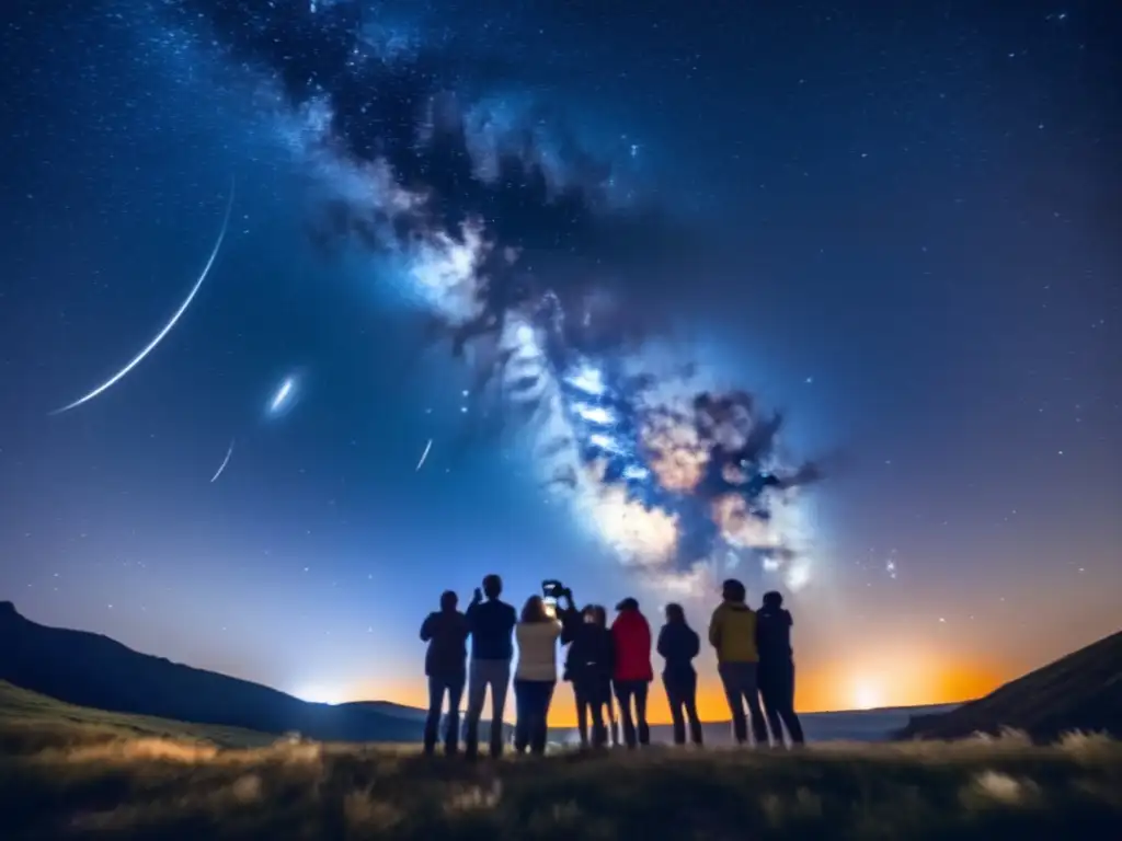 Guía ocultaciones asteroides: Increíble imagen nocturna del cielo estrellado con astrónomos aficionados y un fenómeno celestial
