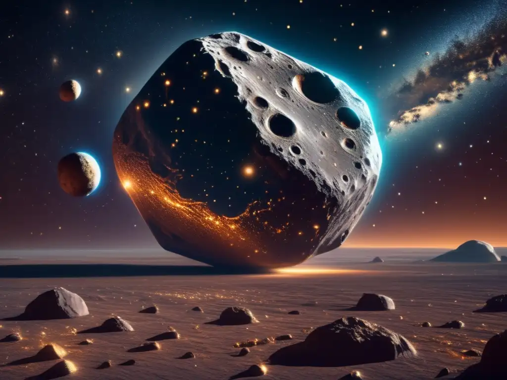 Oportunidad inversión: asteroides y metales preciosos en un impresionante paisaje de espacio
