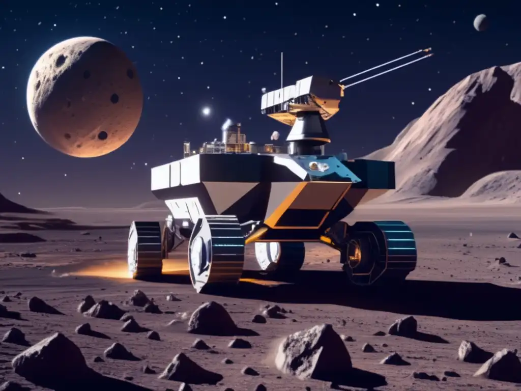 Oportunidades económicas en asteroides: avanzada operación minera espacial, astronautas, nave minera y recursos valiosos